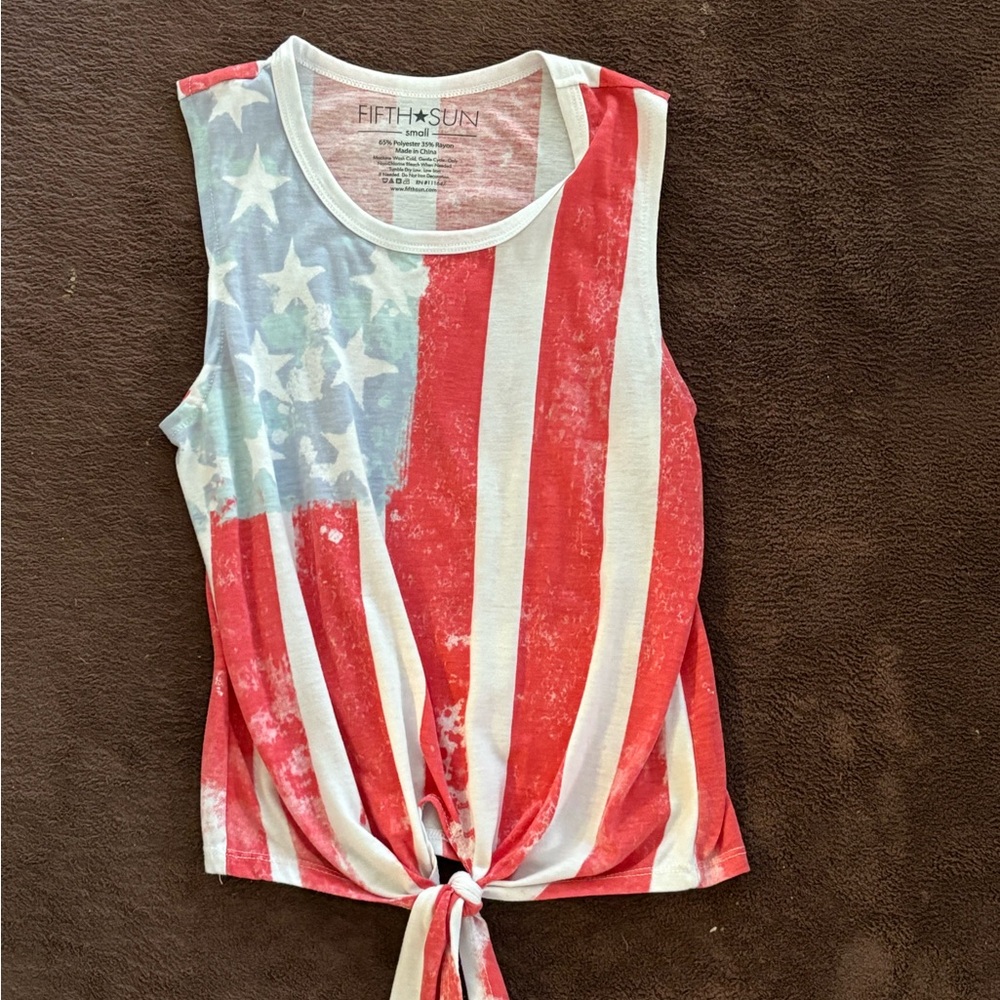 Fifth Sun Women's Red and White Sleeveless Top